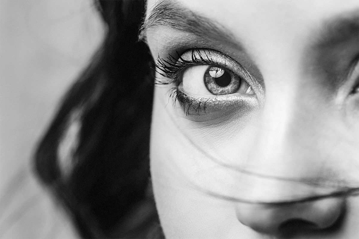 Beautiful face and eyes of a women close up.