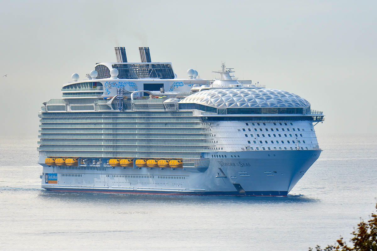 A view of the cruise ship Wonder of the Seas.